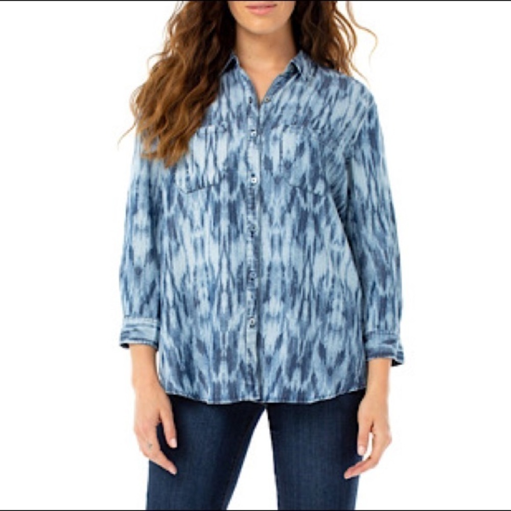 LIVERPOOL 3/4 SLEEVE TULIP BACK BUTTON FRONT TOP